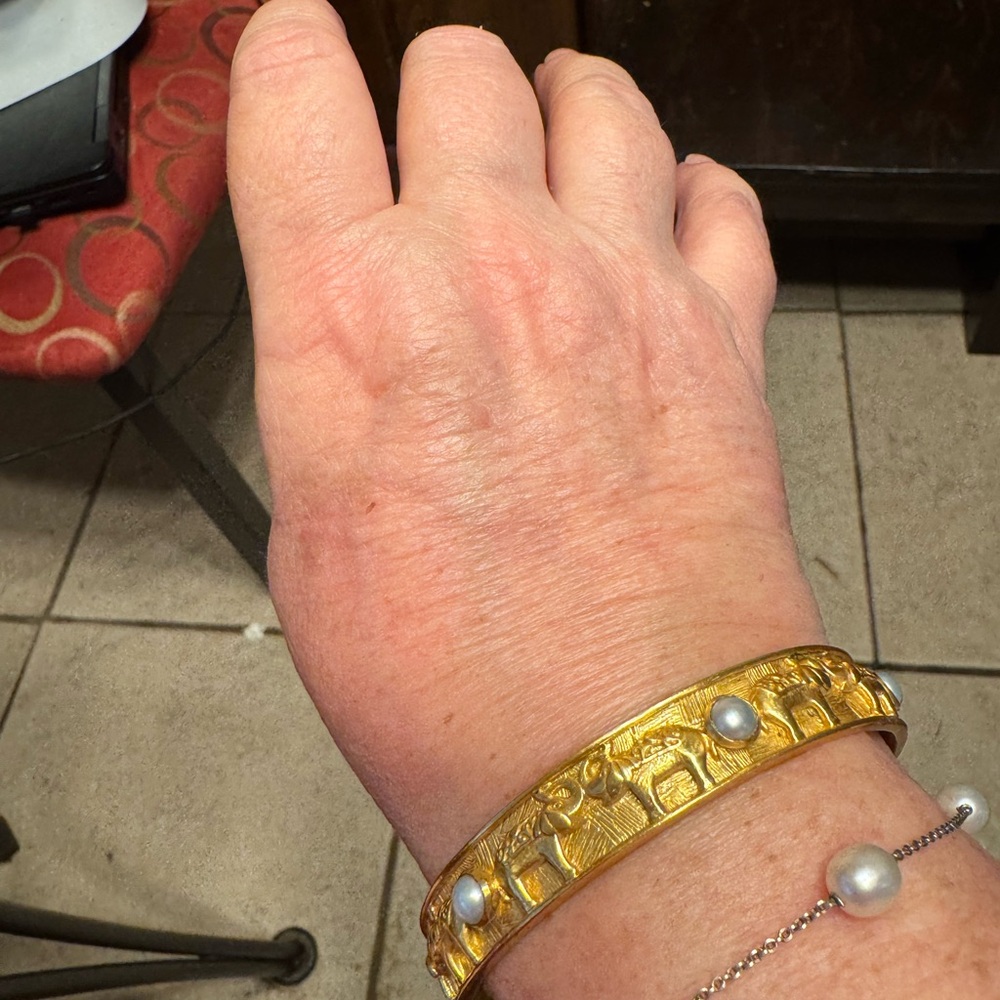 Julie Vos Gold Elephant Bracelet with Pearl Accents